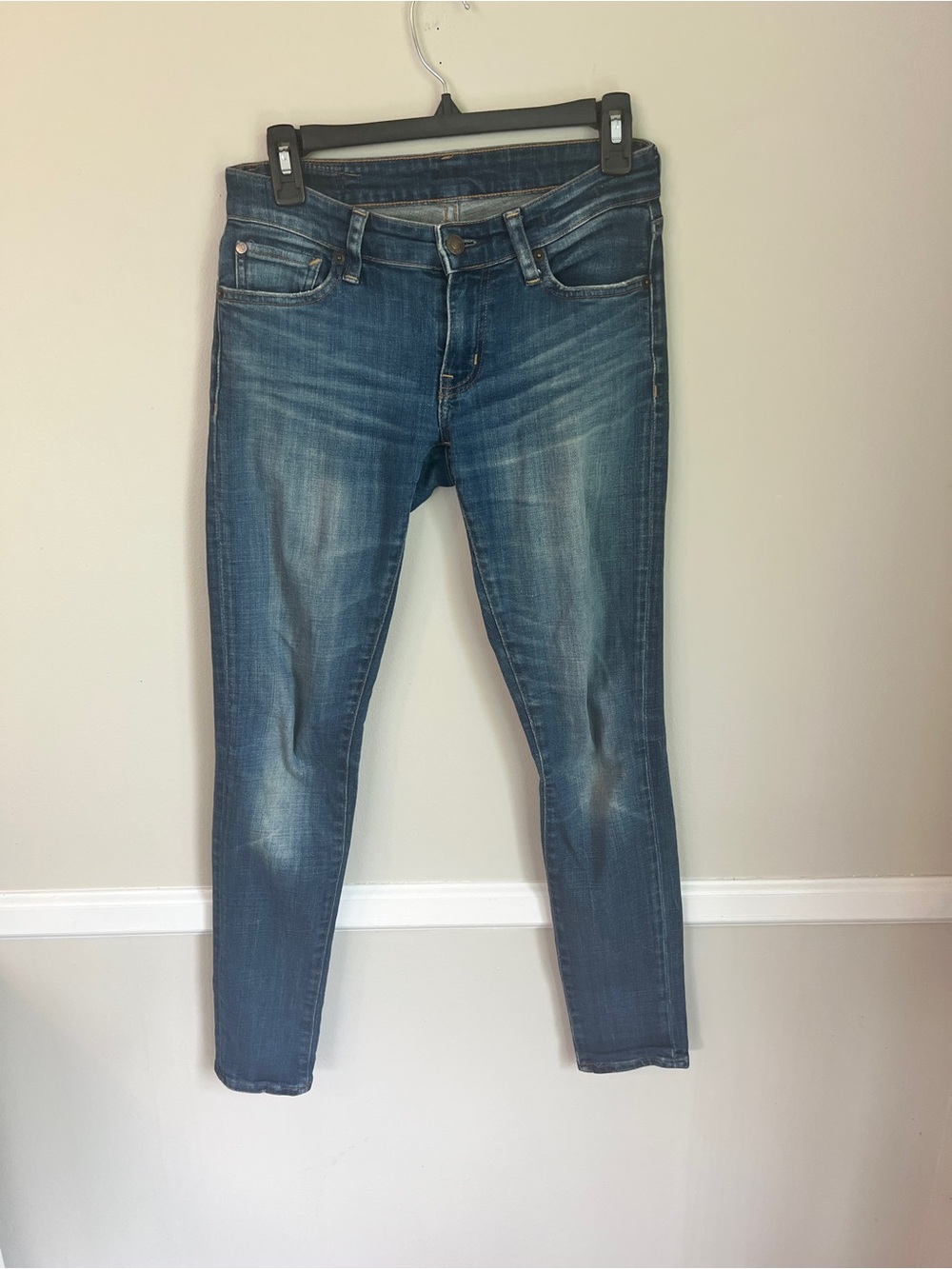 Ralph Lauren Dark Indigo Skinny Jeans with Orange Stitching